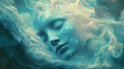 Poster - Data stream. Digital mind. Creation of artificial intelligence. Massive data, digital funnel, information whirlpool. Orbit, trajectory, flow, information 3D illustration