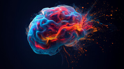 Poster - Data stream. Digital mind. Creation of artificial intelligence. Massive data, digital funnel, information whirlpool. Orbit, trajectory, flow, information 3D illustration