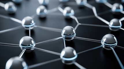 Poster - A network of interconnected spheres linked by thin shiny lines