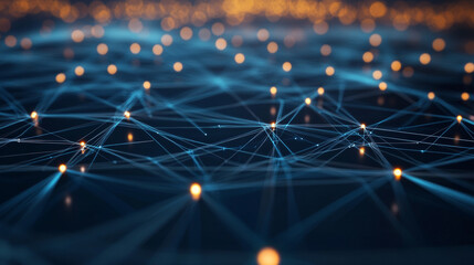 Poster - Neural network, abstract digital concept. Cyber Technologies and Data Security. Polygon network and cloud databases 3d illustration