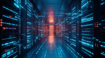 Poster - Neural network, abstract digital concept. Cyber Technologies and Data Security. Polygon network and cloud databases 3d illustration