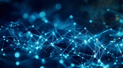 Poster - Neural network, abstract digital concept. Cyber Technologies and Data Security. Polygon network and cloud databases 3d illustration