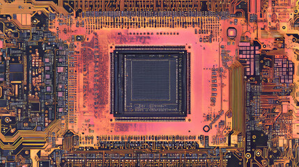 Poster - Digital nanotechnology, neural network, futuristic cryptocurrency CPU processor. Artificial Intelligence Data Analysts. Future processor. Quantum CPU in nanotech computer network 3D illustration