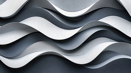 Poster - Abstract Paper Strips Arranged In Wavy Curving Horizontal Lines