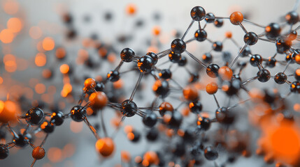 Poster - Synthetic cyber DNA molecule. Artificial intelligence neural network. Crystal lattice, molecular structure 3D illustration. Scientific innovations in genetics and microbiology