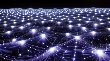 Poster - Illuminated network of connected lights across a dark surface