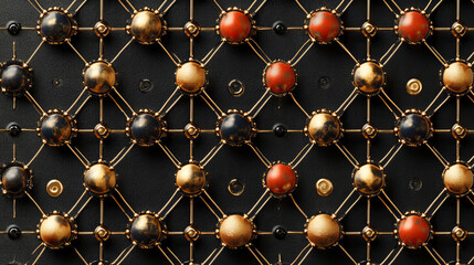 Poster - Crystal lattice, molecular structure. Model of bound atoms. 3D illustration science, education and technology