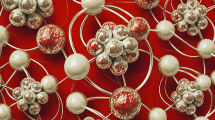 Poster - Crystal lattice, molecular structure. Model of bound atoms. 3D illustration science, education and technology