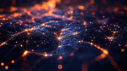Poster - Data flow, information security. Big data. Mind and artificial intelligence. Intertwining streams of coded neural network. 3D illustration of intertwining streams of a coded neural network