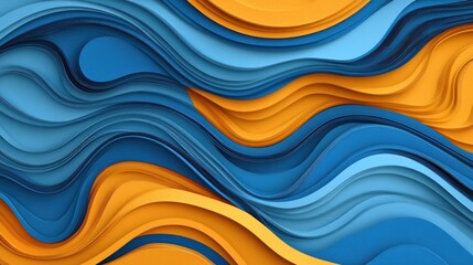 Poster - Colorful layered abstract shapes create a flowing modern design visually