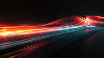 Fototapete - This abstract image features a dynamic red line on a black background, creating an energetic and modern visual perfect for various design projects.