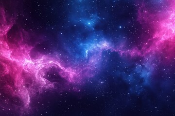 Poster - A breathtaking view of a vibrant cosmic cloud filled with stars, showcasing deep space in stunning shades of blue and purple. Perfect for conveying a sense of wonder and beauty.