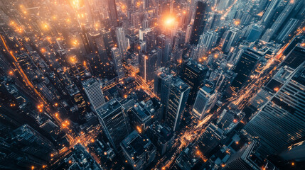 Poster - blockchain technology. information blocks in digital space. decentralized global network. cyberspace