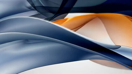 Poster - Art exhibit showcases vibrant flowing patterns with waves of blue, orange, and cream, capturing the viewer’s imagination and attention
