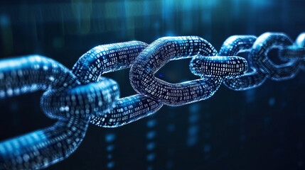 Poster - blockchain technology. information blocks in digital space. decentralized global network. cyberspace