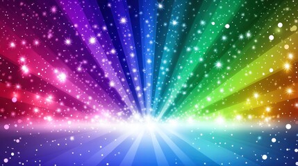 Poster - A vibrant rainbow colored burst of shimmering starlight design