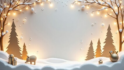 Poster - Festive winter wonderland scene with decorations and soft lights 
