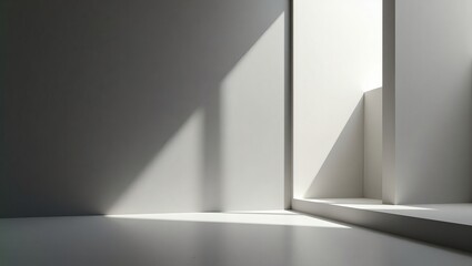 Aufkleber - geometric shapes with sunlight creating shadows on an interior wall, creating a play of light and shadow