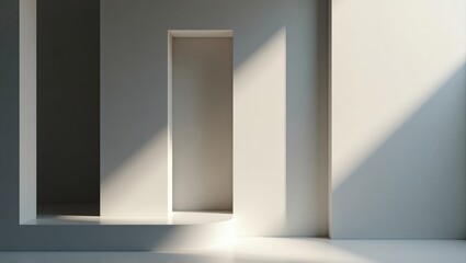 Aufkleber - minimalist geometric design, light and shadow interplay, creating a sense of depth and perspective
