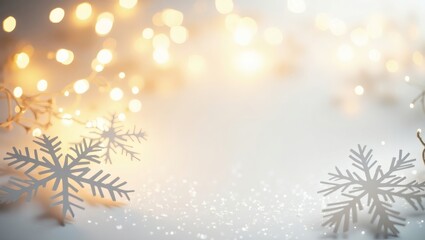 Poster - glowing holiday lights and snowflake decorations create a festive atmosphere 