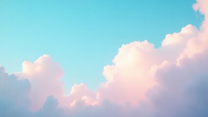 Poster - a dreamy view of the fluffy clouds in the bright sky 