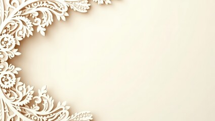Poster - intricate, elegant, and ornate cutwork. This delicate paper art showcases a sophisticated design on a light beige backdrop
