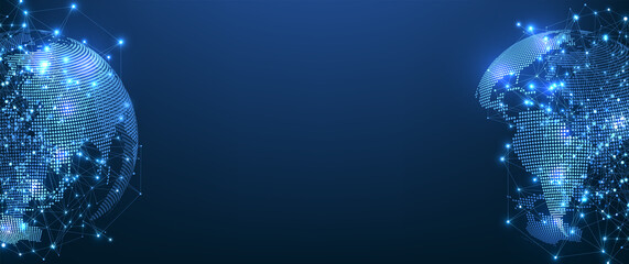 Leinwandbilder - Global network connection concept. Big data visualization. Social network communication in the global computer networks. Internet technology. Business. Science, illustration