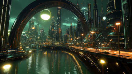 Poster - Abstract tech background 3d illustration. Information stream in era big data. Futuristic smart community