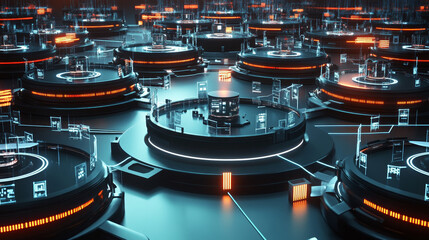 Poster - global neural network. communication technology of the future. big data concept. 3d illustration of 