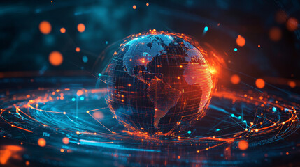 Poster - global neural network. communication technology of the future. big data concept. 3d illustration of 