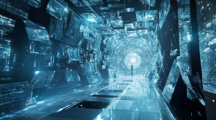 Poster - global neural network. communication technology of the future. big data concept. 3d illustration of 