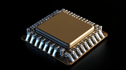 Poster - Futuristic processor concept. Global database in digital cyberspace. 3D illustration on the topic of artificial intelligence