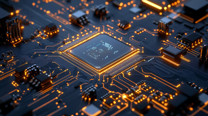 Poster - Artificial intelligence. Digital mind. Wireless network technology. 3D illustration of an innovative processor in the global cyberspace of the future