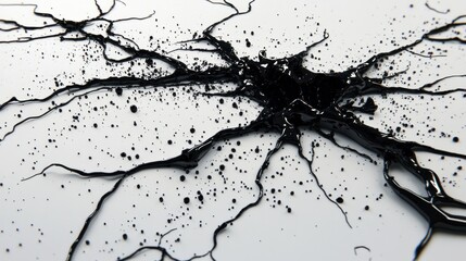 Poster - Dark splattered liquid pattern spreads across the surface dramatically