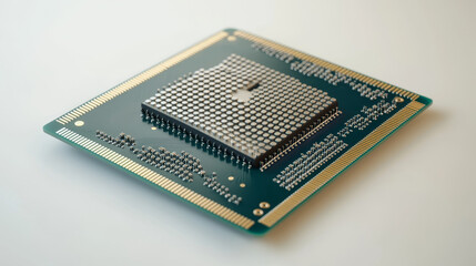 Poster - Digital circuit and quantum processor. Cybercube 3D illustration. Futuristic computer board. Artificial Intelligence and Technological Progress