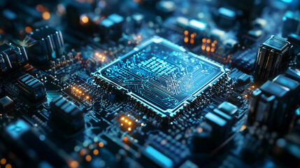 Aufkleber - AI concept, sci-fi. Nanotechnological cocoon, futuristic processor in microcosm. High-tech and nanostructure development. 3d illustration of abstract neural networks in global cyberspace