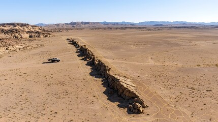 Aufkleber - aerial lidar mapping captures the intricate network of geological fault lines etched across the arid