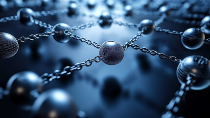 Poster - Digital neural network. Blockchain technology. 3d illustration of the information concept of future on a dark background