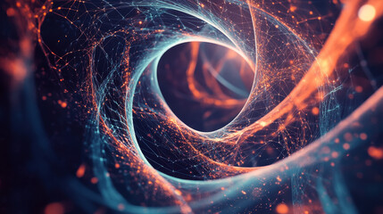 Poster - fantastic 3d illustration. interlacing and whirling of abstract forms. network and web in structure 