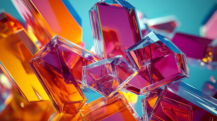 Poster - Science and innovation in cosmetology. Hidden beauty formula. 3D illustration of crystal lattice of synthetic elements