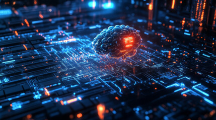 Poster - digital space. futuristic databases and artificial intelligence concept. abstract 3d illustration of