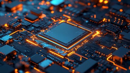 Poster - digital mind. work on the creation of artificial intelligence. wireless network technology. 3d illus