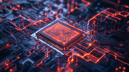 Poster - digital mind. work on the creation of artificial intelligence. wireless network technology. 3d illus