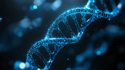 Poster - coding synthetic dna helix. nanotechnology and medical research. stream of binary code in cyberspace