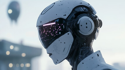 Poster - digital mind. work on creation of artificial intelligence. wireless network technology. 3d illustrat