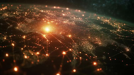 Poster - global information network. the concept of big data. abstract 3d illustration of polygonal elements.