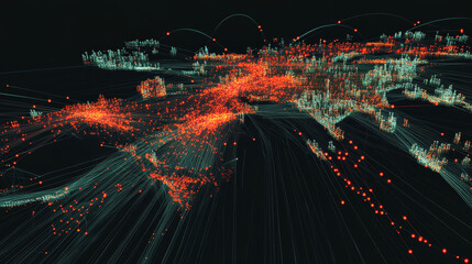 Poster - dig data. information flows in cyberspace. global digital network of the future. technological backg