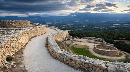 Poster - Dramatic aerial view showcasing ancient ruins and architectural structures that have been uncovered beneath layers of rock and erosion in a remote