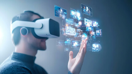 Poster - Exploring virtual reality experiences tech lab digital interaction indoor close-up innovation
