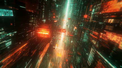 Poster - dig data. information flows in cyberspace. global digital network of the future. technological backg